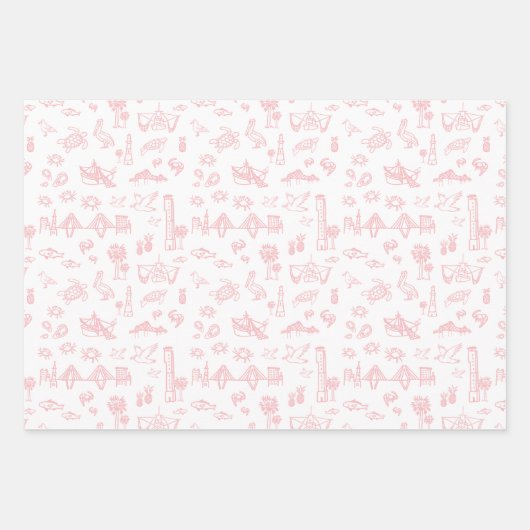 Blue Pink und Green Charleston Toile Geschenkpapier Set (Vorderseite 2)