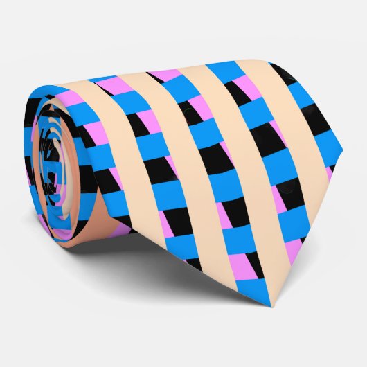 Blue Pink und Tan Zigzag Krawatte (Gerollt)