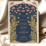 Blue Pink Vintage Jugendstil Einladung<br><div class="desc">Treten Sie ein in die Vergangenheit und ließ Ihre Gäste in die exquisite Eleganz dieser Art Nouveau und Art Deco-inspirierten Hochzeitseinladung. Die Vintagen Blumenmuster, die mit besonderer Aufmerksamkeit für die Details dieser zeitlosen Epochen entworfen wurden, sind ein Ausdruck von raffinierter Eleganz. Eine harmonische Farbpalette aus Navy Blue Pink bildet einen...</div>