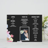 Blue Pink Watercolor Blume Hochzeitsprogramm Flyer (Stehend Vorderseite)