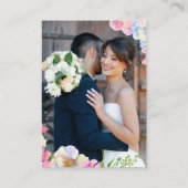 Blue Pink Watercolor Blume QR Code Hochzeit Begleitkarte (Rückseite)