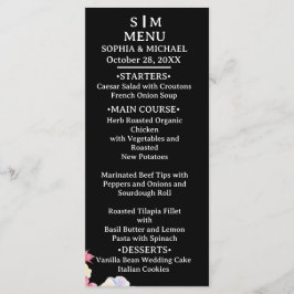 Blue Pink Watercolor Blume QR Code Hochzeit Menükarte