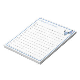 Blue Pink Watercolor Butterfly Personalisiert Name Notizblock