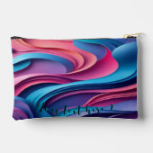 Blue Pink Wave 3d Thema für Toilettensäcke Zubehörtasche (Rückseite)