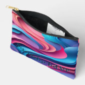 Blue Pink Wave 3d Thema für Toilettensäcke Zubehörtasche (Offen)