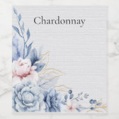 Blue & Pink Wedding Elegance Weinetikett (Einzelnes Label)
