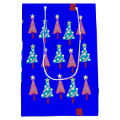 Blue Pink Weihnachtsbaumen Geschenktaschen Mittlere Geschenktüte (Rückseite)