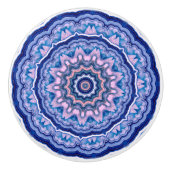 Blue Pink White Agate Boho Mandala Keramikknauf (Vorderseite)