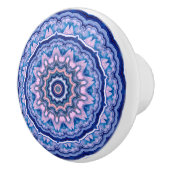 Blue Pink White Agate Boho Mandala Keramikknauf (Rechts)
