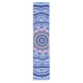 Blue Pink White Agate Boho Mandala Kurzer Tischläufer (Vorderseite)