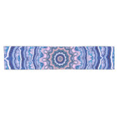 Blue Pink White Agate Boho Mandala Kurzer Tischläufer (Horizontal)