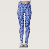Blue Pink White Agate Boho Mandala Leggings (Vorderseite)