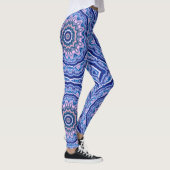Blue Pink White Agate Boho Mandala Leggings (Rechts)