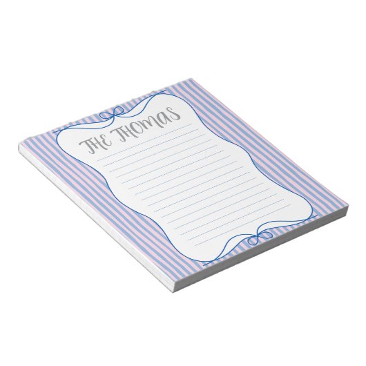 Blue Pink White Cute Personalized Notepad Notizblock (angewinkelt)