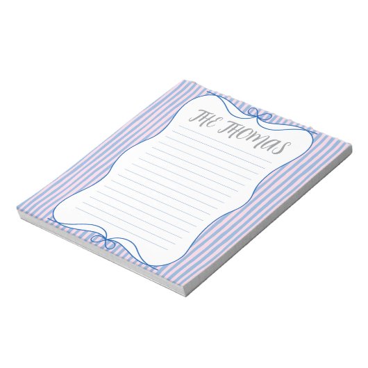 Blue Pink White Cute Personalized Notepad Notizblock (Rotiert)