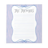 Blue Pink White Cute Personalized Notepad Notizblock (Vorderseite)