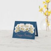 Blue Pink White Daffodil Bouquet Happy Birthday Karte (Gelbe Blume)