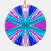 Blue Pink White Star Snowflakes Winter Weihnachten Keramik Ornament (Hinten)