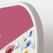 Blue Pink Wildflower Botanical Custom Name Pickleball Schläger (Linke Seite)
