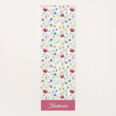 Blue Pink Wildflower Botanical Custom Name  Yogamatte (Vorderseite)