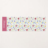 Blue Pink Wildflower Botanical Custom Name  Yogamatte (Vorderseite (Horizontal))