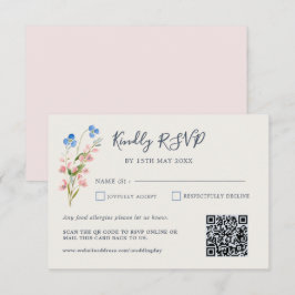 Blue Pink Wildflowers Response Card RSVP Karte