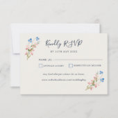 Blue Pink Wildflowers Response Card RSVP Karte (Vorderseite)