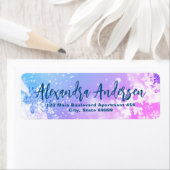 Blue Pink Winter Snowflakes Modernes Script Label (Insitu)