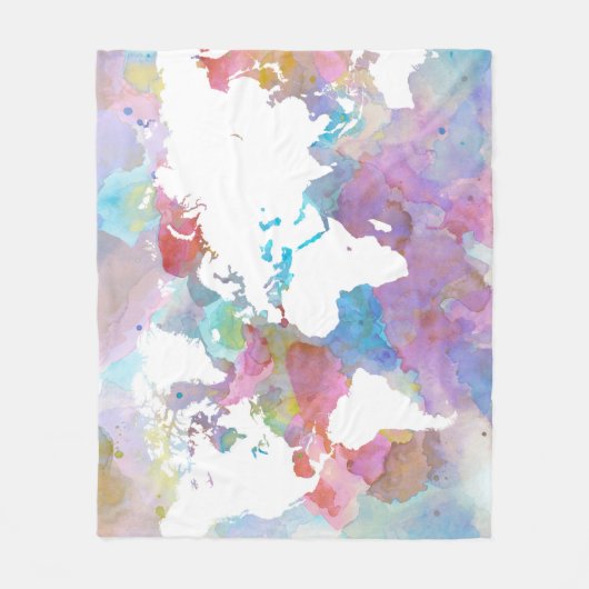 Blue Pink World Map Design 48 Fleecedecke (Vorderseite)
