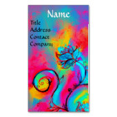 BLUE PINK YELLOW WHIMSICAL BLUME MAGNETISCHE VISITENKARTE (Vorderseite Vertikal)