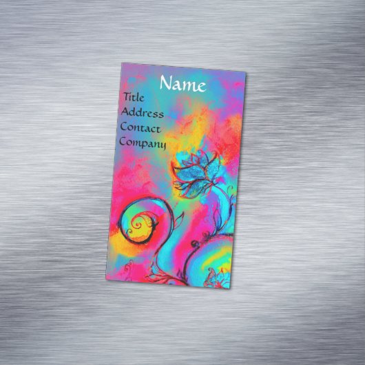 BLUE PINK YELLOW WHIMSICAL BLUME MAGNETISCHE VISITENKARTE (Beispiel)