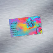 BLUE PINK YELLOW WHIMSICAL BLUME MAGNETISCHE VISITENKARTE (Beispiel)