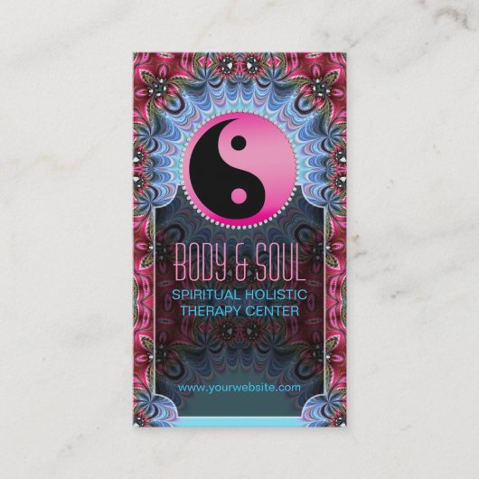 Blue Pink YinYang New Age Yoga Business Cards Visitenkarte (Vorderseite)