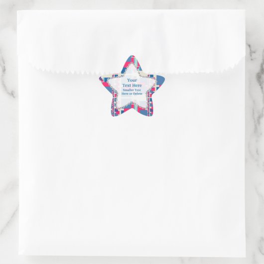Blue PinkModern Abstrakt-Star-Label-Aufkleber Stern-Aufkleber (Tasche)