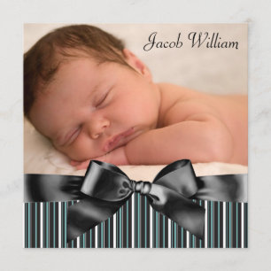 Blue Pinstripe Baby Boy Foto Geburtsankündigung Ankündigung