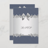 Blue Pinstripe Blue Silver Baby Boy Dusche UAWG RSVP Karte (Vorne/Hinten)