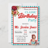 Blue Pinup Geburtstagsparty Einladungen (Rückseite)