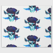 Blue Pirate Skull Geschenkpapier (Flach)
