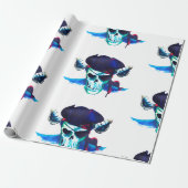 Blue Pirate Skull Geschenkpapier (Ungerollt)