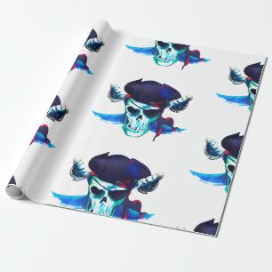 Blue Pirate Skull Geschenkpapier