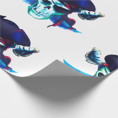 Blue Pirate Skull Geschenkpapier (Ecke)