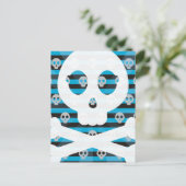 Blue Pirate Skull Postcard Postkarte (Stehend Vorderseite)