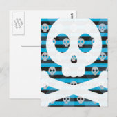 Blue Pirate Skull Postcard Postkarte (Vorne/Hinten)