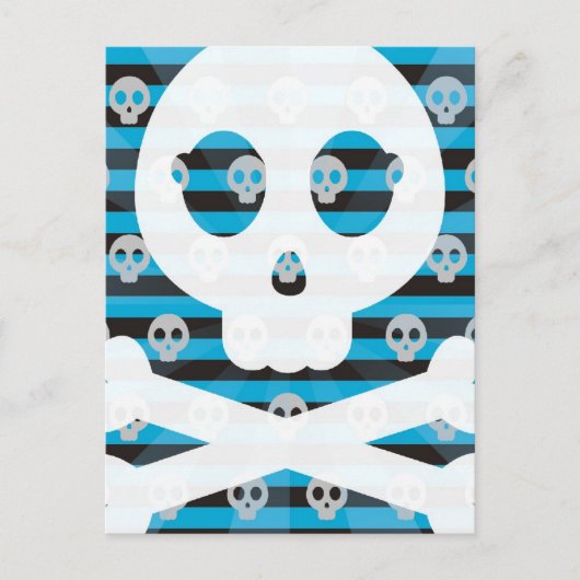 Blue Pirate Skull Postcard Postkarte (Vorderseite)