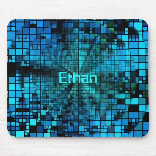 Blue Pixel Matrix Personalisiert Mousepad (Vorne)