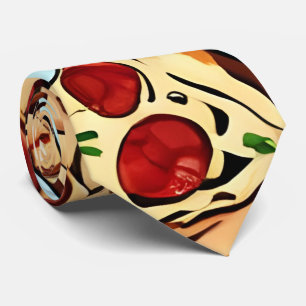 Blue Pizza Slice Neck Tie Krawatte