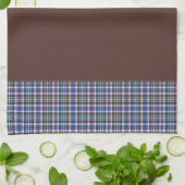 Blue Plaid Borders on Brown Geschirrtuch (Gefaltet)