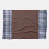 Blue Plaid Borders on Brown Geschirrtuch (Horizontal)