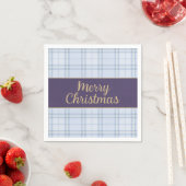 Blue Plaid Christmas Napkins • Merry Christmas • P Serviette (Beispiel)