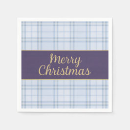 Blue Plaid Christmas Napkins • Merry Christmas • P Serviette